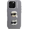 Karl Lagerfeld Grained PU K&CH Heads Case for iPhone 16 Pro Max Grey - (KLHCP16XPSFDHPG)