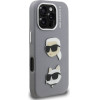 Karl Lagerfeld Grained PU K&CH Heads Case for iPhone 16 Pro Max Grey - (KLHCP16XPSFDHPG)
