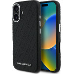Karl Lagerfeld Grained PU Repeated Logo MagSafe Case for iPhone 16 Black - (KLHMP16SPGKLFOFK)