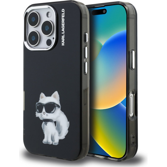 Karl Lagerfeld IML Aquarelle Choupette Case for iPhone 16 Pro Max Black - (KLHCP16XHMCHAQK)
