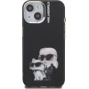 Karl Lagerfeld IML Aquarelle Karl and Choupette Case for iPhone 15 Black - (KLHCP15SHMKCAQK)