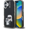 Karl Lagerfeld IML Aquarelle Karl and Choupette Case for iPhone 16 Black - (KLHCP16SHMKCAQK)