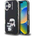 Karl Lagerfeld IML Aquarelle Karl and Choupette Case for iPhone 16 Black - (KLHCP16SHMKCAQK)