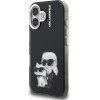 Karl Lagerfeld IML Aquarelle Karl and Choupette Case for iPhone 16 Black - (KLHCP16SHMKCAQK)