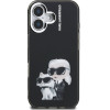 Karl Lagerfeld IML Aquarelle Karl and Choupette Case for iPhone 16 Black - (KLHCP16SHMKCAQK)