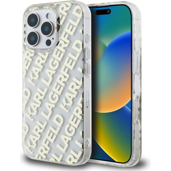 Karl Lagerfeld IML Electroplated Repeated Logo Case for iPhone 16 Pro Max Gold - (KLHCP16XHKFOEMD)