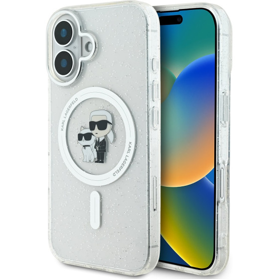 Karl Lagerfeld IML Glitter Karl and Choupette MagSafe Case for iPhone 16 Transparent - (KLHMP16SHGKCNOT)