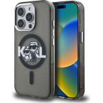 Karl Lagerfeld IML Glitter Karl and Choupette Sketch MagSafe Case for iPhone 15 Pro Max Black - (KLHMP15XHGKCGKBK)