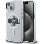 Karl Lagerfeld IML Glitter Karl and Choupette Sketch MagSafe Case for iPhone 15 Transparent - (KLHMP15SHGKCGKBT)