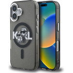 Karl Lagerfeld IML Glitter Karl and Choupette Sketch MagSafe Case for iPhone 16 Black - (KLHMP16SHGKCGKBK)