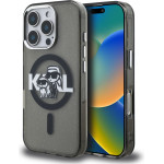 Karl Lagerfeld IML Glitter Karl and Choupette Sketch MagSafe Case for iPhone 16 Pro Black - (KLHMP16LHGKCGKBK)