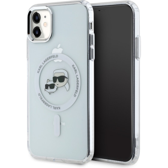 Karl Lagerfeld IML K&CH Heads Metal Frame MagSafe Case for iPhone 11 Transparent - (KLHMN61HLSKCH)