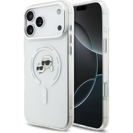 Karl Lagerfeld IML K&CH Heads Metal Frame MagSafe Case for iPhone 17 Pro Max Transparent - (KLHMP17XHLSKCH)