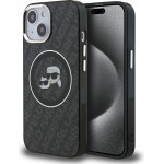 Karl Lagerfeld IML K&CH Heads Repeated Logo MagSafe Case for iPhone 15 Black - (KLHMP15SHMKBKCHK)