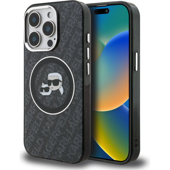 Karl Lagerfeld IML K&CH Heads Repeated Logo MagSafe Case for iPhone 15 Pro Max Black - (KLHMP15XHMKBKCHK)