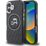 Karl Lagerfeld IML K&CH Heads Repeated Logo MagSafe Case for iPhone 16 Black - (KLHMP16SHMKBKCHK)