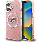 Karl Lagerfeld IML K&CH Heads Repeated Logo MagSafe Case for iPhone 16 Pink - (KLHMP16SHMKBKCHP)