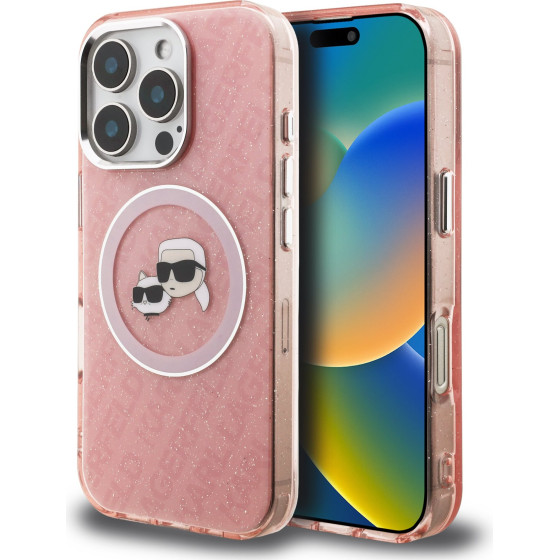 Karl Lagerfeld IML K&CH Heads Repeated Logo MagSafe Case for iPhone 16 Pro Max Pink - (KLHMP16XHMKBKCHP)