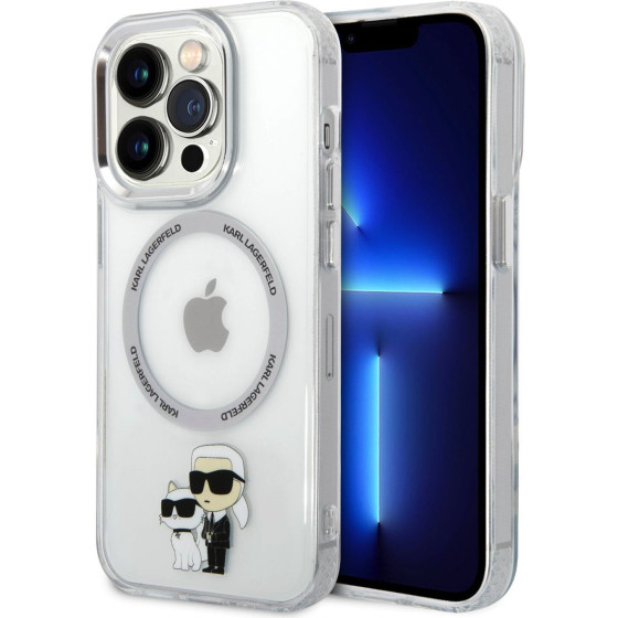 Karl Lagerfeld IML Karl and Choupette MagSafe Case for iPhone 15 Pro Max Transparent - (KLHMP15XHNKCIT)
