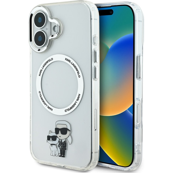 Karl Lagerfeld IML Karl and Choupette MagSafe Case for iPhone 16 Plus Transparent - (KLHMP16MHNKCIT)