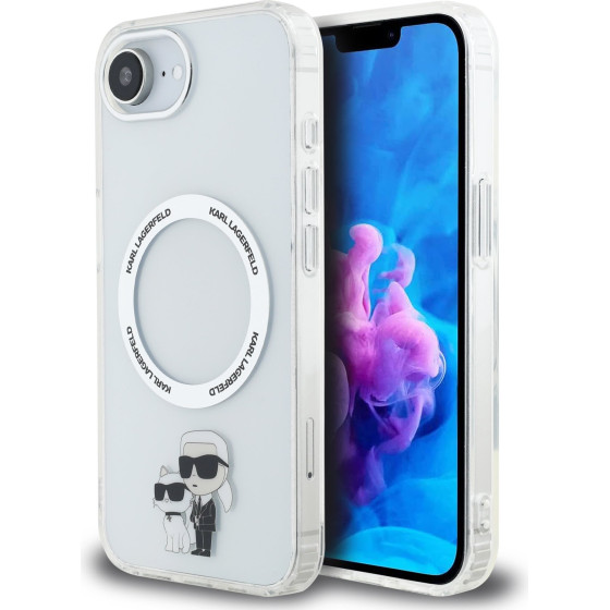 Karl Lagerfeld IML Karl and Choupette MagSafe Case for iPhone 16e Transparent - (KLHMPSE4HNKCIT)