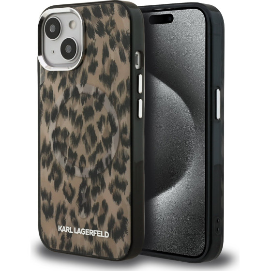 Karl Lagerfeld IML Leopard MagSafe Case for iPhone 15 Brown - (KLHMP15SHDLEOICW)