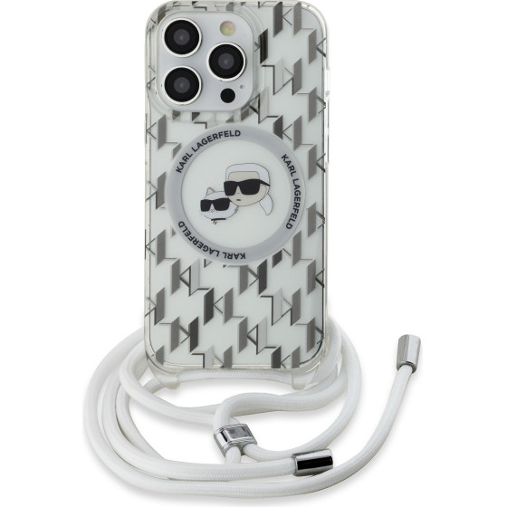 Karl Lagerfeld IML Monogram Crossbody K&CH Heads MagSafe Case for iPhone 14 Pro Max Transparent - (KLHMP14XHCKCKLCT)