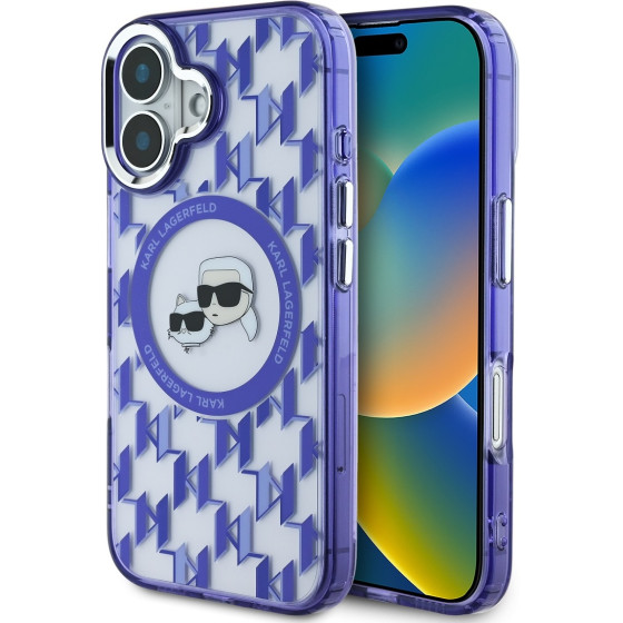 Karl Lagerfeld IML Monogram K&CH Heads MagSafe Case for iPhone 16 Purple - (KLHMP16SHMCKMHU)