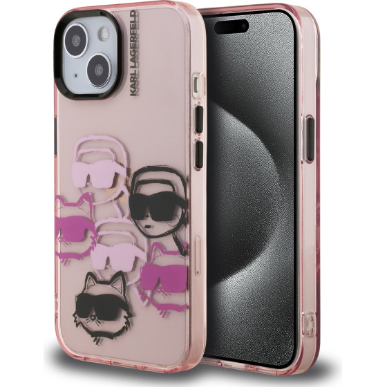 Karl Lagerfeld IML Multi K&CH Heads Case for iPhone 15 Pink - (KLHCP15SHMCHKCP)