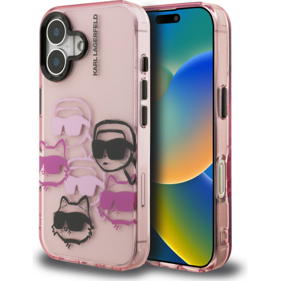 Karl Lagerfeld IML Multi K&CH Heads Case for iPhone 16 Pink - (KLHCP16SHMCHKCP)