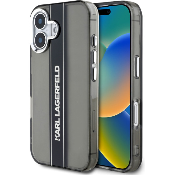 Karl Lagerfeld IML Stripe Logo Case for iPhone 16 Black - (KLHCP16SHCFCPSCK)