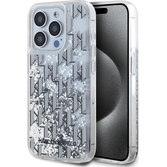 Karl Lagerfeld Liquid Glitter Monogram Gradient Case for iPhone 15 Pro Max White - (KLHCP15XLKLGKCCH)