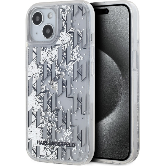 Karl Lagerfeld Liquid Glitter Monogram Gradient Case for iPhone 15 White - (KLHCP15SLKLGKCCH)