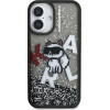 Karl Lagerfeld Liquid Glitter Scattered Choupette Case for iPhone 16 Black - (KLHCP16SLCHSCTDK)