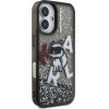 Karl Lagerfeld Liquid Glitter Scattered Choupette Case for iPhone 16 Black - (KLHCP16SLCHSCTDK)