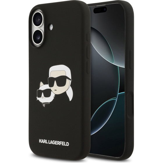 Karl Lagerfeld Liquid Silicone Double Heads MagSafe Case for iPhone 17 Black - (KLHMP17SSKCHPPLK)