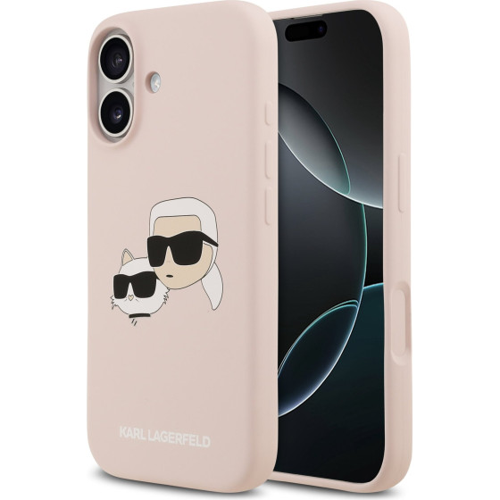 Karl Lagerfeld Liquid Silicone Double Heads MagSafe Case for iPhone 17 Pink - (KLHMP17SSKCHPPLP)