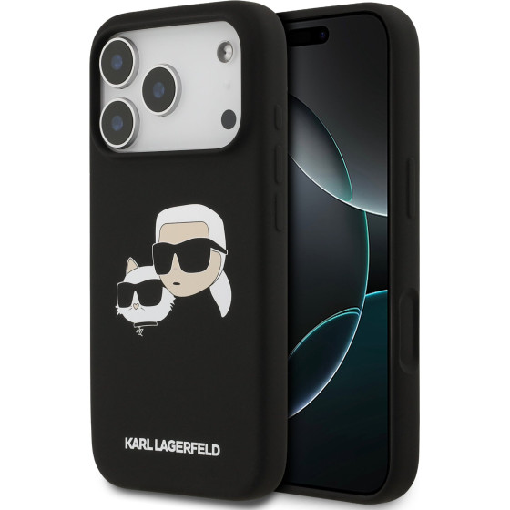 Karl Lagerfeld Liquid Silicone Double Heads MagSafe Case for iPhone 17 Pro Black - (KLHMP17LSKCHPPLK)
