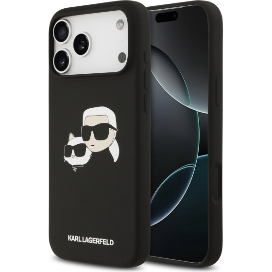 Karl Lagerfeld Liquid Silicone Double Heads MagSafe Case for iPhone 17 Pro Max Black - (KLHMP17XSKCHPPLK)
