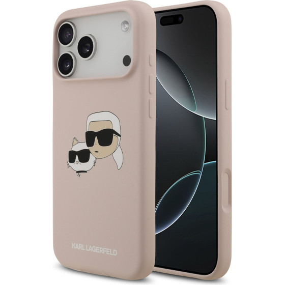 Karl Lagerfeld Liquid Silicone Double Heads MagSafe Case for iPhone 17 Pro Max Pink - (KLHMP17XSKCHPPLP)