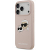 Karl Lagerfeld Liquid Silicone Double Heads MagSafe Case for iPhone 17 Pro Pink - (KLHMP17LSKCHPPLP)