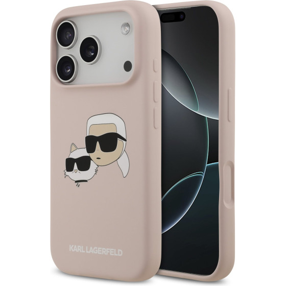 Karl Lagerfeld Liquid Silicone Double Heads MagSafe Case for iPhone 17 Pro Pink - (KLHMP17LSKCHPPLP)