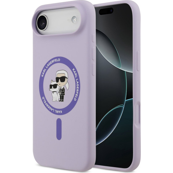 Karl Lagerfeld Liquid Silicone Karl and Choupette MagSafe Case for iPhone Air Purple - (KLHMP17MSCMKCRHU)
