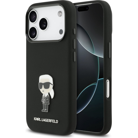 Karl Lagerfeld Liquid Silicone Metal Ikonik Case for iPhone 17 Pro Black - (KLHCP17LSMHKNPK)