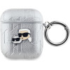 Karl Lagerfeld PU Embossed Karl and Choupette Heads Case for AirPods 1/2 Silver - (KLA2PGKCPS)