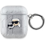Karl Lagerfeld PU Embossed Karl and Choupette Heads Case for AirPods 1/2 Silver - (KLA2PGKCPS)