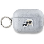 Karl Lagerfeld PU Embossed Karl and Choupette Heads Case for AirPods Pro 2 Silver - (KLAP2PGKCPS)