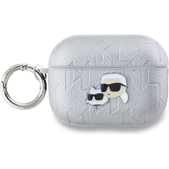 Karl Lagerfeld PU Embossed Karl and Choupette Heads Case for AirPods Pro 2 Silver - (KLAP2PGKCPS)