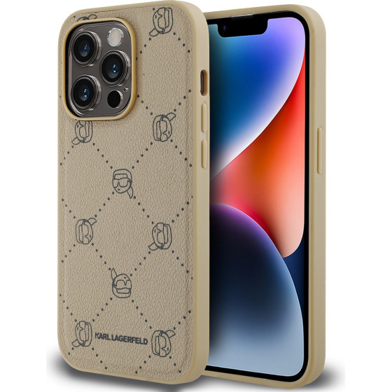 Karl Lagerfeld PU Karl Heads Pattern MagSafe Case for iPhone 14 Pro Max Beige - (KLHMP14XPGKHPHE)