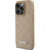 Karl Lagerfeld PU Leather Monogram Metal Logo MagSafe Case for iPhone 14 Pro Max Beige - (KLHMP14XPKHPORPE)